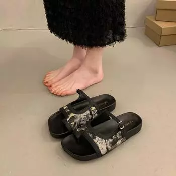 Низкие туфли из искусственной кожи Римская ткань Резиновые каблуки-копышки Туфли Низкие каблуки из искусственной кожи Римская ткань-копышки 35