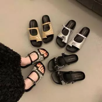 Низкие туфли из искусственной кожи Римская ткань Резиновые каблуки-копышки Туфли Низкие каблуки из искусственной кожи Римская ткань-копышки 35