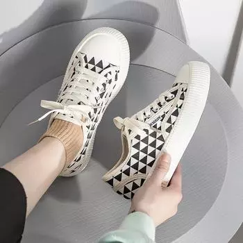 Низкие туфли Niche Biscuit, новые весенние и летние парусиновые туфли, женские студенческие туфли Ins, универсальные маленькие ароматные белые туфли 35 зелёный