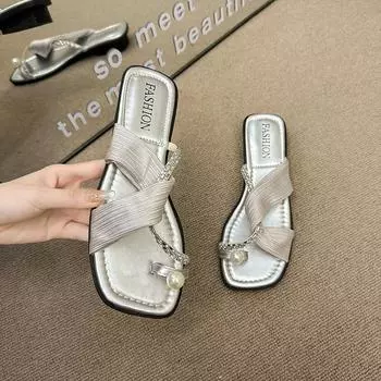 Низкие туфли женские тапочки повседневные пантофле блестящие шлепанцы резиновые шлепанцы роскошные новые желейные мягкие гавайские туфли на плоской подошве из искусственной кожи с блестками 35