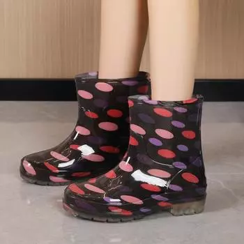Низкие женские резиновые сапоги, камуфляжные водные ботинки, разные цвета, водонепроницаемая нескользящая обувь 36 красный