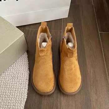 Низкий каблук с круглым носком, современные ботинки на молнии, плоская подошва, женские туфли, высококачественные, весна/осень, однотонные, лаконичные женские ботинки 35