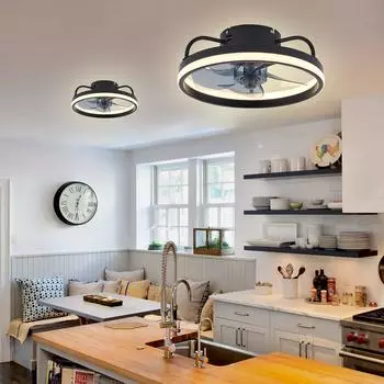 Низкопрофильные потолочные вентиляторы с подсветкой и пультом дистанционного управления 3000K-6500K с регулируемой яркостью светодиодный вентилятор для освещения спальни белый