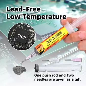 Низкотемпературная бессвинцовая экологически чистая паяльная паста с температурой плавления 138 игла для паяльной пасты в тюбике для ремонта