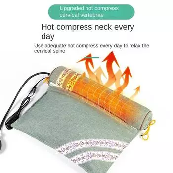 Низковольтная электрическая надувная подушка с цветком и травой, подушка безопасности с наполнителем из полыни, регулируемая нагревательная подушка для шеи красный