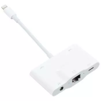NK-1033 5 в 1 8-контактный штекер на двойной USB + 3,5 мм AUX + Ethernet + 8-контактный адаптер питания