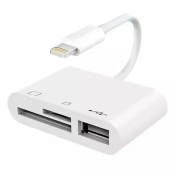 NK-1081 8-контактный адаптер для SD + TF + USB-порта для чтения камеры, поддержка iOS 9.2 или выше (белый) белый
