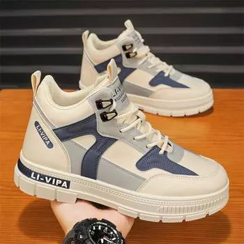 nkle Boots High Quality 2024 Autumn New Sneakers For Male Fashion Working Man Casual Shoes Comfortable Outdoor Non Slip High top 39 бежевый