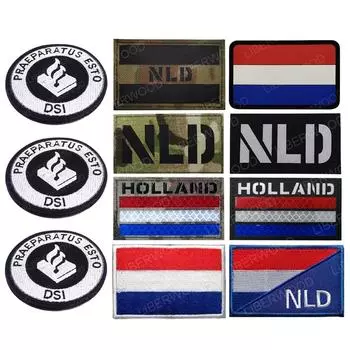 NLD Флаг Нидерландов Инфракрасный светоотражающий ИК-нашивка Значок Голландии DSI PRAEPARATUS ESTO Эмблема Голландская тактическая повязка на руку