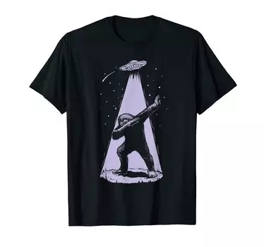 НЛО Похищение Луч Дубляж Sasquatch Cryptid Alien & Футболка чёрный