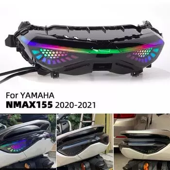 Nmax155 мотоциклетный светодиодный задний фонарь, задний фонарь, задний обесцвеченный стоп-сигнал, встроенный указатель поворота для двигателя Yamaha Nmax 155 2020 2021 Black чёрный