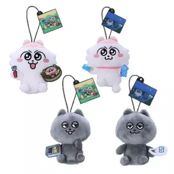 Nmeneko Scene Mascot 1 плюшевая игрушка-талисман, тонкая черная с эластичным ремешком, кошка Meneko Shirimoto, официальные товары, 12 см из 4, приблизительно. (Типы наборов)