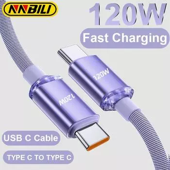 NNBILI 2024 NEW 120W USBA To Type C To USBC Cable For iPhone 15 series PD Fast Charging USB C Data Cord For Xiaomi OPPO Samsung 0.25m