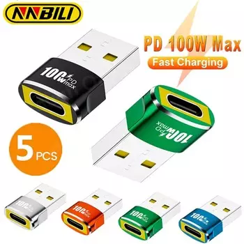 NNBILI OTG USB-Type C USB2.0 адаптер USB C Female-USB A Male конвертер для Samsung Xiaomi PD100W Fast Charging Adaptador серебряный