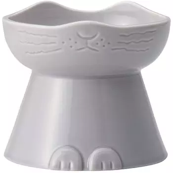 nnma Cat Food Bowl bowl that allows cats to eat Made in Japan Mino Ware Food Container Rice Plate Gray (Cat-shaped easily) NN-1591