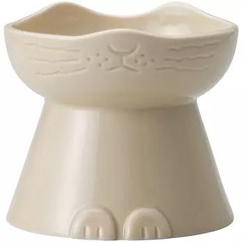 nnma Cat Food Bowl bowl that allows cats to eat Made in Japan Mino Ware Food Container Rice Plate Cream (Cat-shaped easily) NN-1590