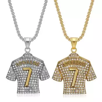 No.7 Джерси Цирконий кулон ожерелье мужское хип-хоп ювелирные изделия из нержавеющей стали 3mm45cm серебряный