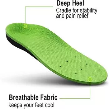 NO.8 High Arch Support Insoles Orthopedic Shoes Sole For Feet Arch Pad Relieve Plantar Flat Foot Sports Shoes Insert 36-38 зелёный