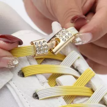 NO.8 плоские градиентные эластичные шнурки для кроссовок с металлическим крестовым замком, шнурки без завязок, ленивые спортивные шнурки для взрослых, быстрые шнурки, резиновые шнурки Gold