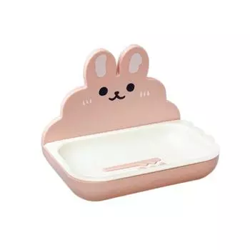 No Drilling Wall Mounted Soap Box Cartoon Rabbit Soap Dish Holder Soap Storage Tray Shower pink-rabbit