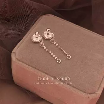 No Ear Hole Earrings Change Mosquito Coil Ear Clip Converter Handmade DIY Accessories Jewelry Chain Long plus Pendant Women Chain 2cm silver pair + cushion