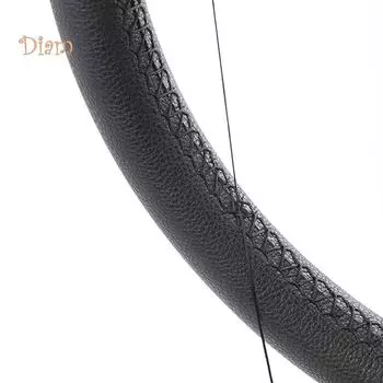 NO.ESC Мягкие чехлы на руль автомобиля из микрофибры из искусственной кожи с игольной нитью DIY Зимние теплые чехлы Black Thread