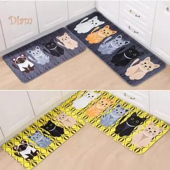 NO.HS Животное Кот Печатный Ванная Кухня Ковер Коврик Коврик Противоскользящий Коврик Другое Домашнее хозяйство 40x60cm жёлтый