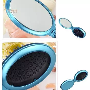 NO.INS мини-складная зеркальная расческа для волос, круглая дорожная подушка безопасности, массаж с щеткой, массажная расческа для волос белый