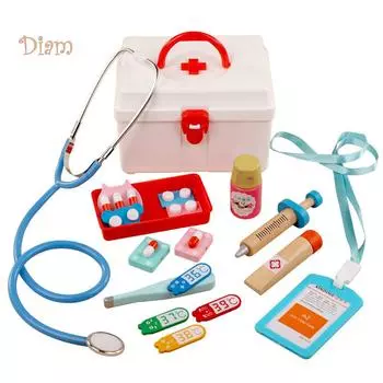 NO.KK 17 шт./компл. деревянные ролевые игры, медицинский набор для доктора, инструменты, развивающая детская игрушка красный
