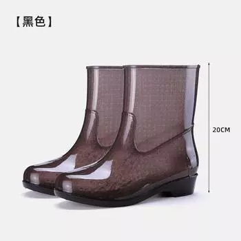 No lining quick-drying rain shoes women s short non-slip water shoes outer wear short rain shoes adult no mesh rain boots rubber shoes 36 чёрный