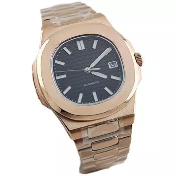 No Logo NH35 Case Nautilus Watch 40mm Men s Stainless Steel Mechanical Watch NH35 Movement Watch Installation, Rose Black.