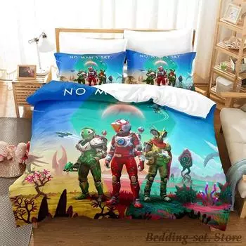 No Man s Sky Bedding Set Single Twin Full Queen King Size Bed Set Adult Kid Bedroom Duvetcover Sets Anime parure de lit Bed 70x133cm 2pcs