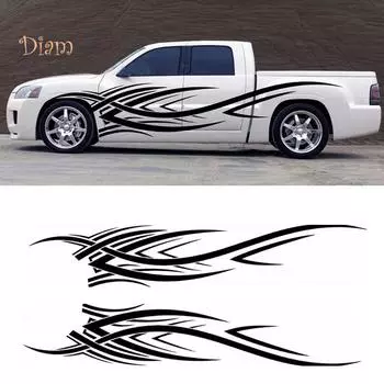 NO.NUM Stripes Auto Car-Styling Кузов автомобиля 2 Боковые наклейки Наклейки Украшения чёрный