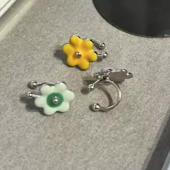No Piercing Earrings Dopamine Flower Clip Earrings Korean Style Y2K Ear Cuffs Party жёлтый