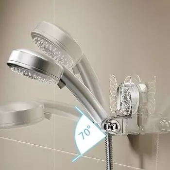 No Punching Suction Cup Shower Bracket Adjustable Removable Shower Fixed Base Home Transparent grey