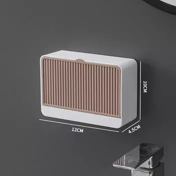 No Punching Wall Hanging Double Lattice Clamshell Soap Box Toilet Cover Soap Rack Bathroom Kitchen Soap Box Dish Storage белый