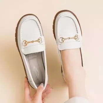 No return or exchange [Clearance] Leather mother shoes Middle-aged and elderly single shoes Non-slip leather shoes Fat feet women s beef tendon soles 35 бежевый