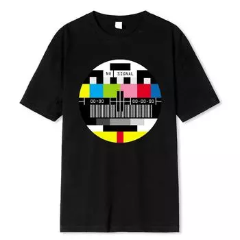 No Signal Мужская футболка в стиле хип-хоп, уличные топы и футболки, новинка, геометрический узор, короткий рукав, летняя хлопковая футболка, футболки больших размеров M чёрный