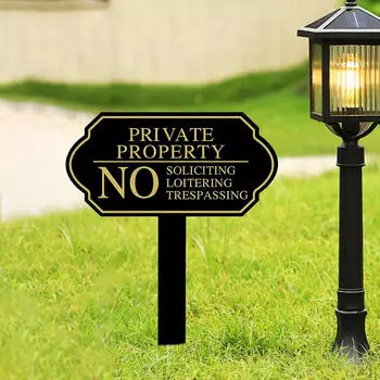 No Soliciting Sign for House with Stake Private Property Trespassing Metal Rustproof Not