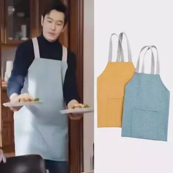No-tie Sleeveless Apron Anti-fouling Kitchen Apron Portable Double Shoulder Apron Restaurant синий