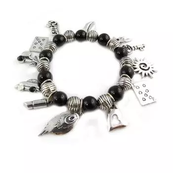 NOA [G0333] - Дизайнерский браслет Gypsy чёрное серебро