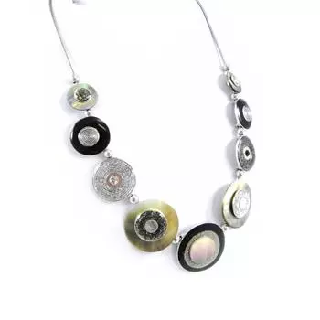 NOA [H2438] - Дизайнерское колье Бора-Бора черно-серое