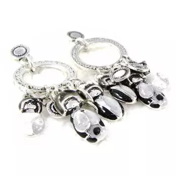 NOA [H4610] - Дизайнерские серьги Japanese Dolls черно-серые