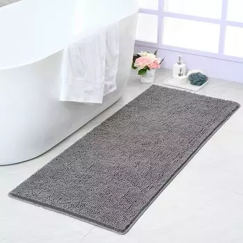 NOAHAS Non Slip Bathroom Rug Shaggy Bath Mat Washable Rugs for Bathroom Shower Soft Plush Chenille Absorbent Carpets Mats 61X92cm тил синий