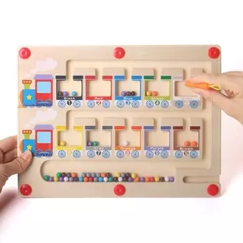 noanoa Train Счетная доска Ручка Обучающая развивающая игрушка Монтессори-игрушка Для мальчиков и девочек Пальчиковая тренировка Деревянная игрушка Игра на сопоставление Подарок на день рождения
