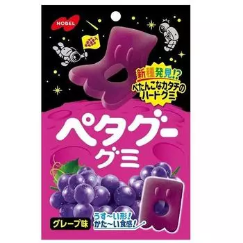 NOBEL Petagoo Grape 50 гЭти твердые приплюснутые жевательные конфеты со вкусом винограда имеют тонкую, жевательную текстуру, которая Эти твердые приплюснутые жевательные конфеты со вкусом винограда имеют 1