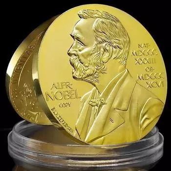 Нобелевская премия Позолоченная монета Медаль Ремесла Основатель Ученый Изобретатель Почетный Памятный Подарок One Size