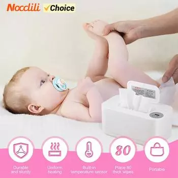 Nocclili Smart Baby Wipe Warmer With Display Screen Portable Heater Wipe Dispenser Napkin Heating Tissue Box Baby Care