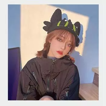 Ночная фурия/Светлая фурия Летающий дракон шляпа мужская и женская вязаная шерстяная шапка ручной работы осень и зима милая мультяшная парочка шапка Баотоу прилив (Wool) elastic чёрный