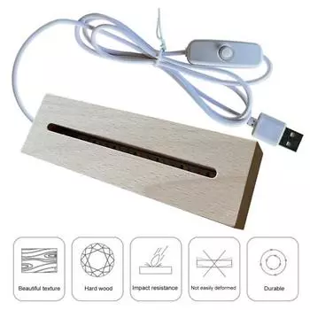 Ночная лампа Yousheng с USB Plug-Play, не мерцающая, не бликующая, энергосберегающая, с деревянной основой, светодиодная, декоративная прикроватная лампа A Warm light
